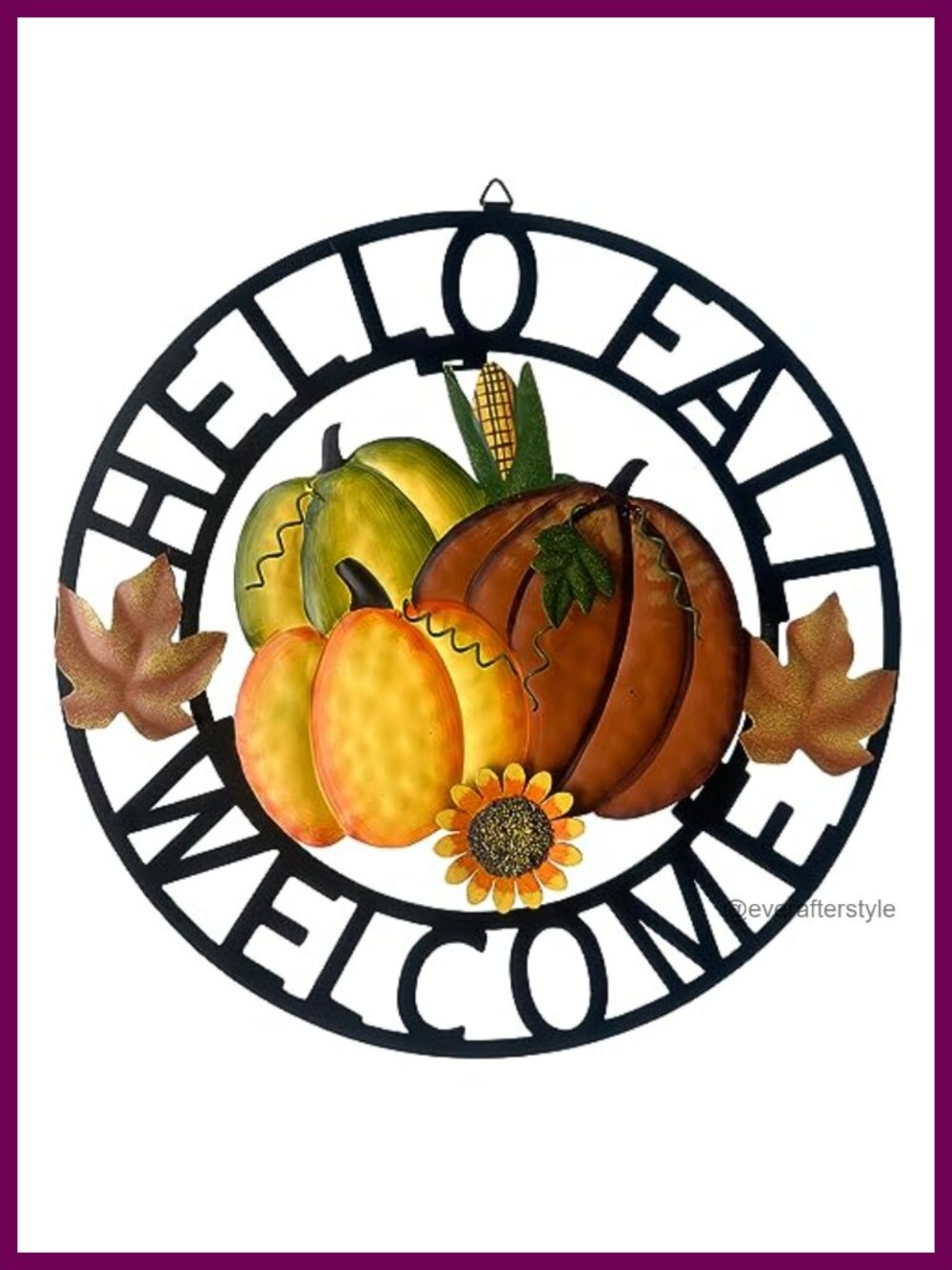 Rustic Metal Pumpkin Hello Fall Door Wreath 13x13 Autumn Harvest Front Door Sign